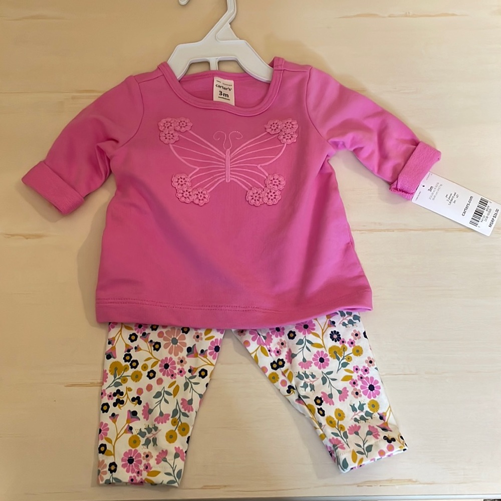 Carter 3 months 2 piece butterfly/floral set